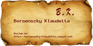 Borsenszky Klaudetta névjegykártya